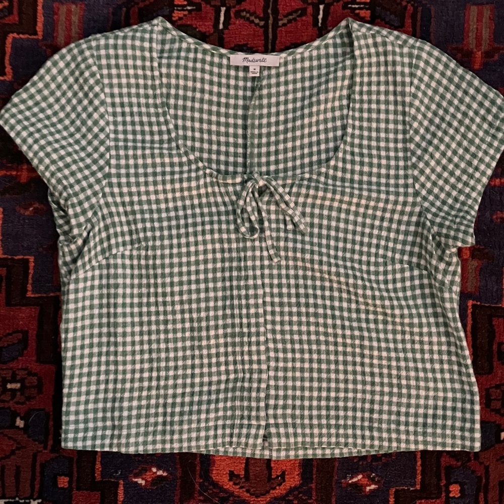 Madewell Green Checkered Blouse